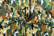 Tissu Popeline Coton Imprimé Camouflage Vert -Au Mètre