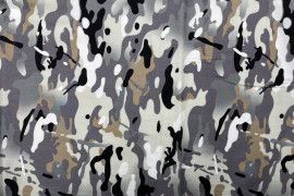 Tissu Popeline Coton Imprimé Camouflage Gris -Au Mètre
