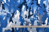 Tissu Popeline Coton Imprimé Camouflage Bleu -Au Mètre