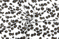 Tissu Popeline Coton Imprimé Les Jasmins Blanc -Au Mètre