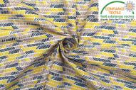 Tissu Cretonne Coton Imprimé Hipi Ocre -Au Mètre