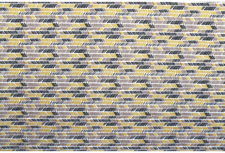 Tissu Cretonne Coton Imprimé Hipi Ocre -Au Mètre