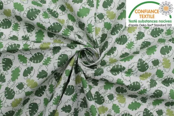 Tissu Cretonne Coton Imprimé Bamako Vert -Au Mètre