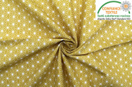 Tissu Cretonne Coton Imprimé Taki Moutarde -Au Mètre