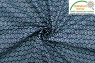 Tissu Cretonne Coton Imprimé Orebro Turquoise -Au Mètre