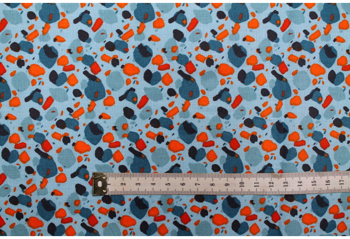 Tissu Cretonne Coton Imprimé Mika Bleu -Au Mètre