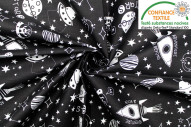 Tissu Cretonne Coton Imprimé Galaxie Noir -Au Mètre