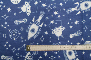 Tissu Cretonne Coton Imprimé Galaxie Marine -Au Mètre 2