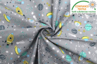 Tissu Cretonne Coton Imprimé Mini Galaxie Gris -Au Mètre