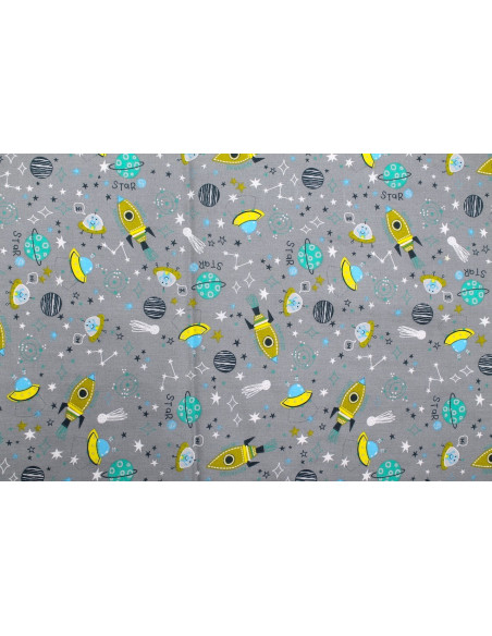 Tissu Cretonne Coton Imprimé Mini Galaxie Gris -Au Mètre