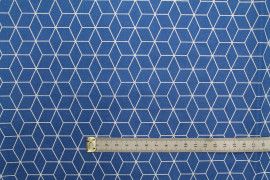 Tissu Cretonne Coton Imprimé Kubik Bleu foncé -Au Mètre