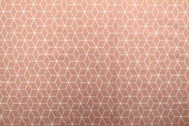 Tissu Cretonne Coton Imprimé Kubik Corail -Au Mètre