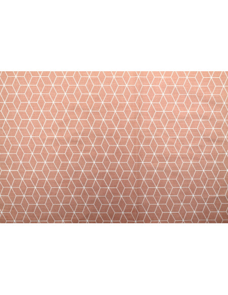 Tissu Cretonne Coton Imprimé Kubik Corail -Au Mètre
