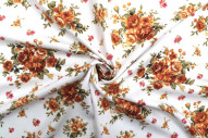 Tissu Polyviscose Imprimée Bouquet de fleurs Orange -Au Mètre