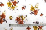 Tissu Polyviscose Imprimée Fleur Lilas Brique/Jaune -Au Mètre