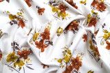 Tissu Polyviscose Imprimée Fleur Lilas Brique/Jaune -Au Mètre