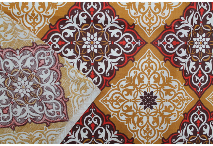 Tissu Toile Polycoton Grande Largeur Losange Beige -Au Mètre