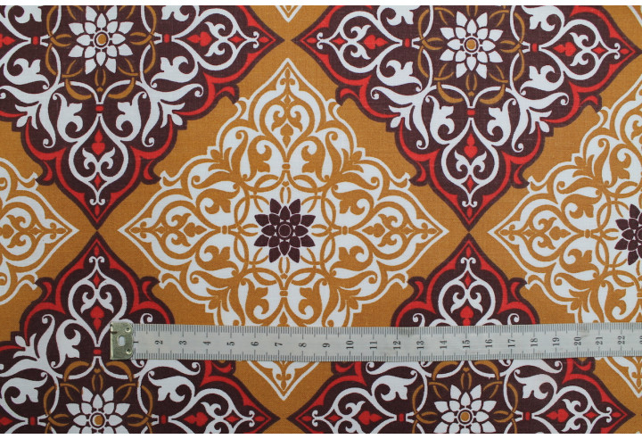 Tissu Toile Polycoton Grande Largeur Losange Beige -Au Mètre
