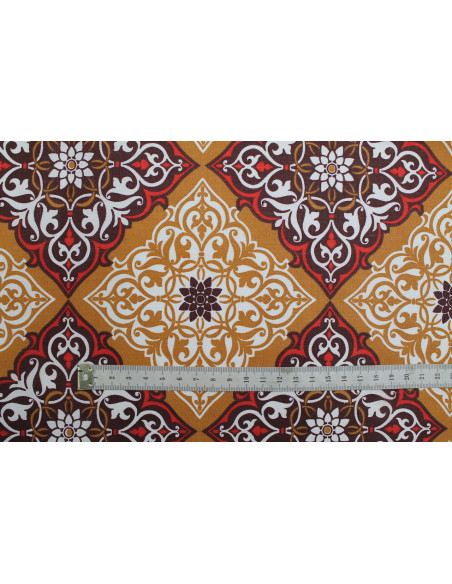 Tissu Toile Polycoton Grande Largeur Losange Beige -Au Mètre