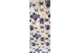 Tissu Toile Polycoton Grande Largeur Papillon de fleurs Bleu -Au Mètre