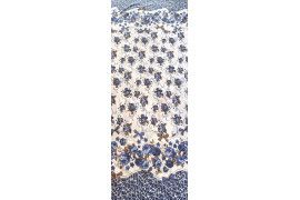 Tissu Toile Polycoton Grande Largeur Nœud et Fleurs Bleu -Au Mètre