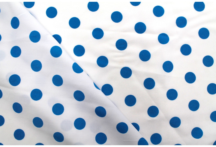 Tissu Burlington infroissable Blanc à Pois Turquoise -Au Mètre