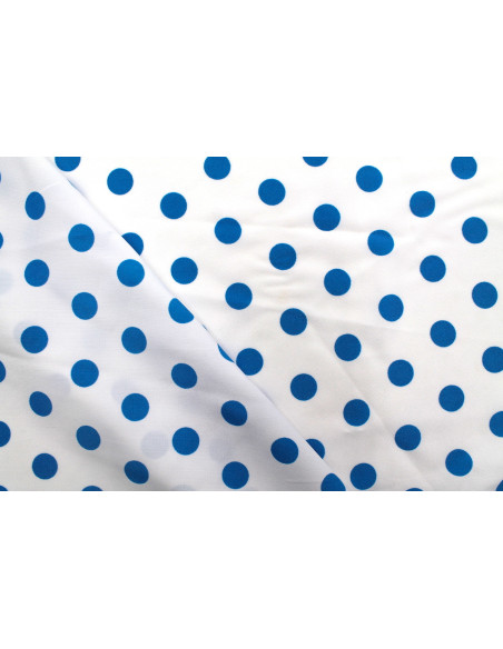Tissu Burlington infroissable Blanc à Pois Turquoise -Au Mètre