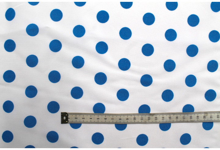 Tissu Burlington infroissable Blanc à Pois Turquoise -Au Mètre