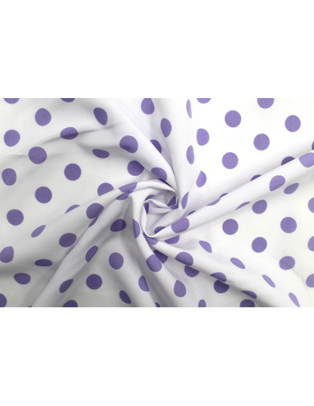 Tissu Burlington infroissable Blanc à Pois Parme -Au Mètre