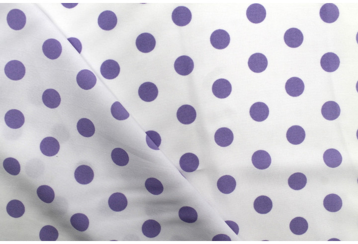 Tissu Burlington infroissable Blanc à Pois Parme -Au Mètre