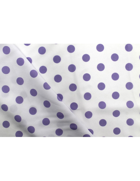 Tissu Burlington infroissable Blanc à Pois Parme -Au Mètre