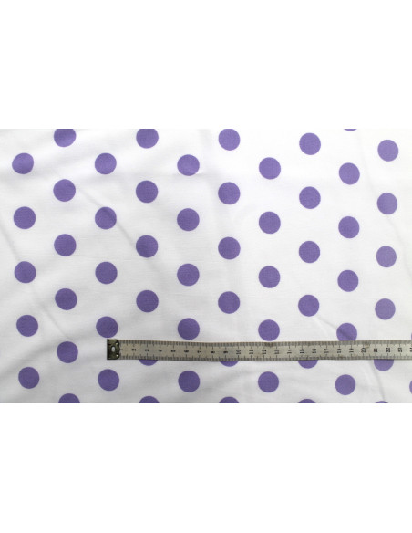 Tissu Burlington infroissable Blanc à Pois Parme -Au Mètre