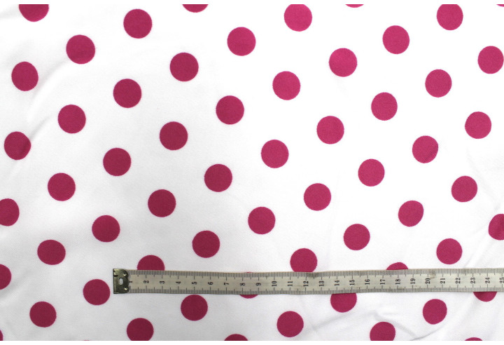Tissu Burlington infroissable Blanc à Pois Fuchsia -Au Mètre