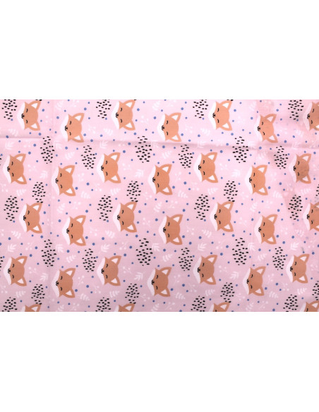Tissu Popeline PolyCoton Imprimé Renard Rose clair -Au Mètre