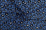 Tissu Popeline PolyCoton Imprimé Léopard Bleu -Au Mètre