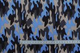 Tissu Popeline PolyCoton Imprimé Camouflage Bleu -Au Mètre