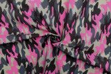 Tissu Popeline PolyCoton Imprimé Camouflage Rose -Au Mètre