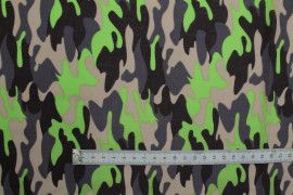 Tissu Popeline PolyCoton Imprimé Camouflage Vert -Au Mètre