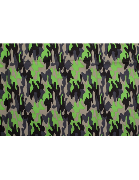 Tissu Popeline PolyCoton Imprimé Camouflage Vert -Au Mètre