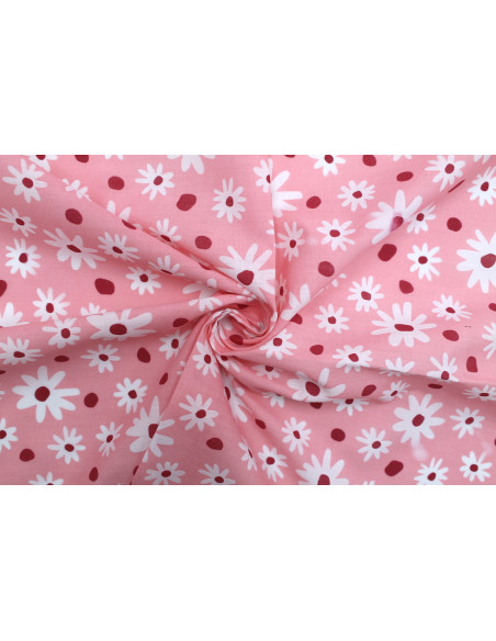 Tissu Popeline PolyCoton Imprimé Fleur Gina Rose -Au Mètre