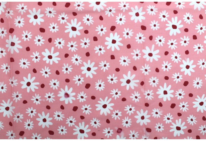 Tissu Popeline PolyCoton Imprimé Fleur Gina Rose -Au Mètre