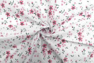 Tissu Popeline PolyCoton Imprimé Fleur Molie Rose -Au Mètre