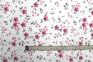 Tissu Popeline PolyCoton Imprimé Fleur Molie Rose -Au Mètre 2