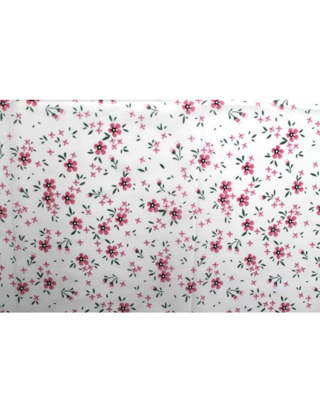 Tissu Popeline PolyCoton Imprimé Fleur Molie Rose -Au Mètre