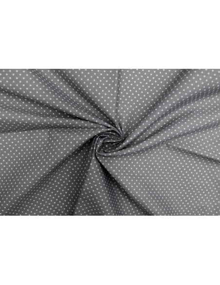 Tissu Popeline PolyCoton Imprimé Petit Pois Gris -Au Mètre