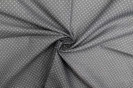 Tissu Popeline PolyCoton Imprimé Petit Pois Gris -Au Mètre