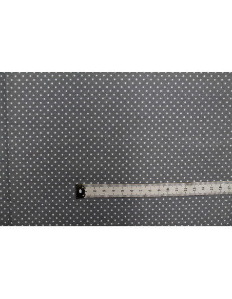 Tissu Popeline PolyCoton Imprimé Petit Pois Gris -Au Mètre