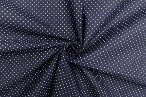 Tissu Popeline PolyCoton Imprimé Petit Pois Marine -Au Mètre