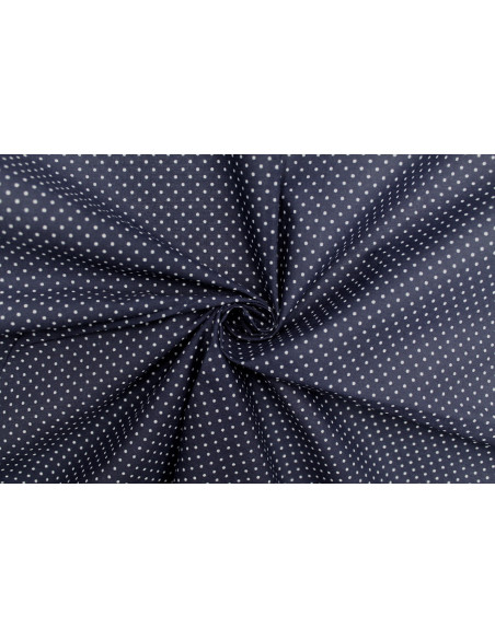 Tissu Popeline PolyCoton Imprimé Petit Pois Marine -Au Mètre