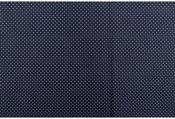 Tissu Popeline PolyCoton Imprimé Petit Pois Marine -Au Mètre